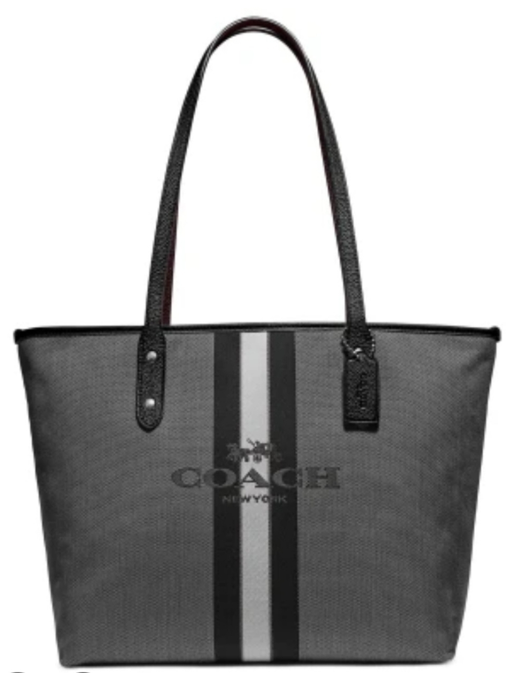Coach Black and Gray Horse & Carriage Jacquard City Tote - Picture 13 of 13